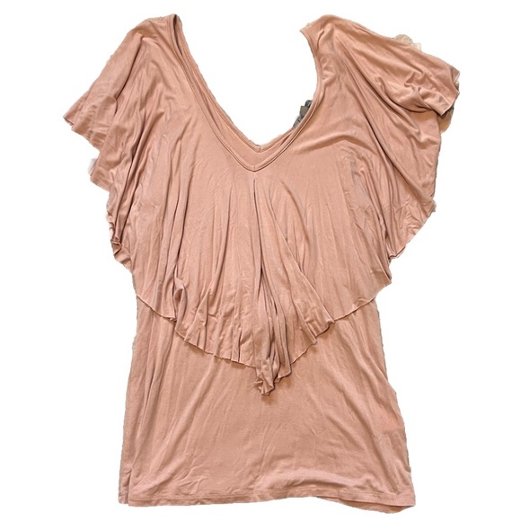 Olivia Sky Gorgeous Blush Waterfall V-Neck Top NWOT M - Picture 5 of 7